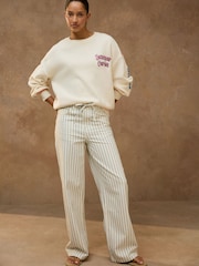 Ecru/ Pink Lemon Graphic Knit Look Sweatshirt - Image 3 of 4