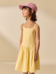 Lemon Yellow Strappy Broderie Dress (3-16yrs) - Image 1 of 4