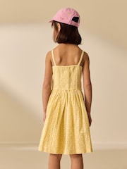 Lemon Yellow Strappy Broderie Dress (3-16yrs) - Image 3 of 4