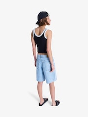 Roxy Blue Breakers Mid Sunbleached Denim Bermuda Jort Shorts - Image 2 of 6