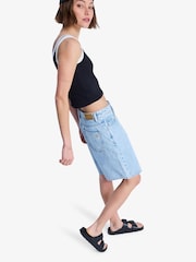 Roxy Blue Breakers Mid Sunbleached Denim Bermuda Jort Shorts - Image 3 of 6