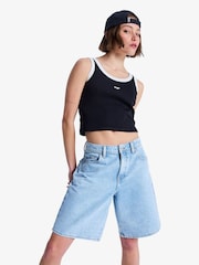 Roxy Blue Breakers Mid Sunbleached Denim Bermuda Jort Shorts - Image 4 of 6