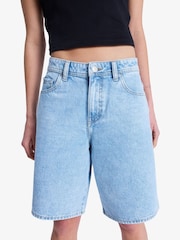 Roxy Blue Breakers Mid Sunbleached Denim Bermuda Jort Shorts - Image 5 of 6