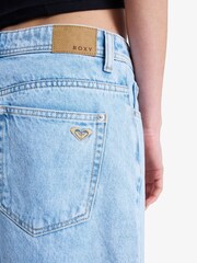 Roxy Blue Breakers Mid Sunbleached Denim Bermuda Jort Shorts - Image 6 of 6