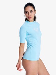 Roxy Blue Wholehearted Short Sleeve Logo Rash Vest - Image 3 of 5