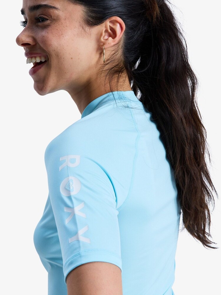 Roxy Blue Wholehearted Short Sleeve Logo Rash Vest - Image 5 of 5