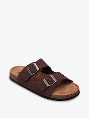 Roxy Chocolate Brown Mannae Buckle Texture Sliders - Image 5 of 7