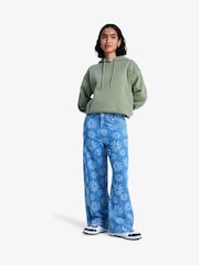 Roxy Blue Floral Print Boogie Night Mid Surf Wash Wide Leg Jeans - Image 1 of 6