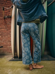 Roxy Floral Print Boogie Night Mid Surf Wash Wide Leg Jeans - 圖片 7/13