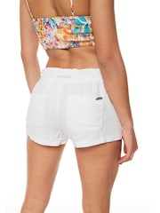 Roxy White Oceanside Elasticated Mini Shorts - Image 5 of 9