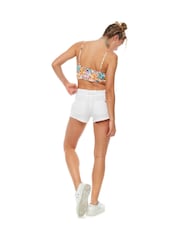 Roxy White Oceanside Elasticated Mini Shorts - Image 7 of 9