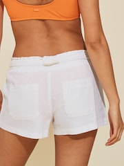 Roxy White Oceanside Elasticated Mini Shorts - Image 8 of 9