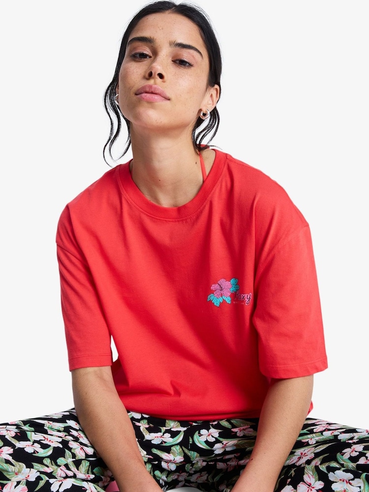 Roxy Pink Hangloose Poster Graphic T-Shirt - Image 1 of 6