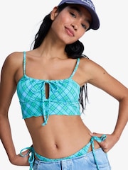 Roxy Green Plaid Check PT Essentials Bikini Tank Top - Image 1 of 5