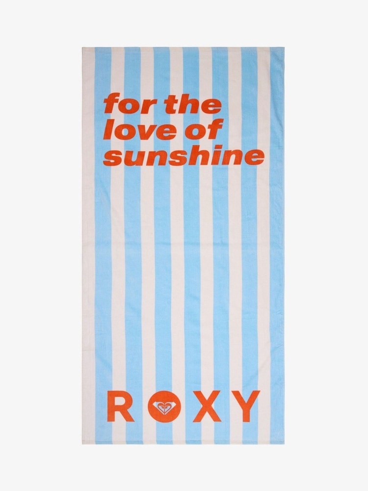 Roxy Blue Trouble In Town Stripe Logo Beach Towel - Image 1 of 1