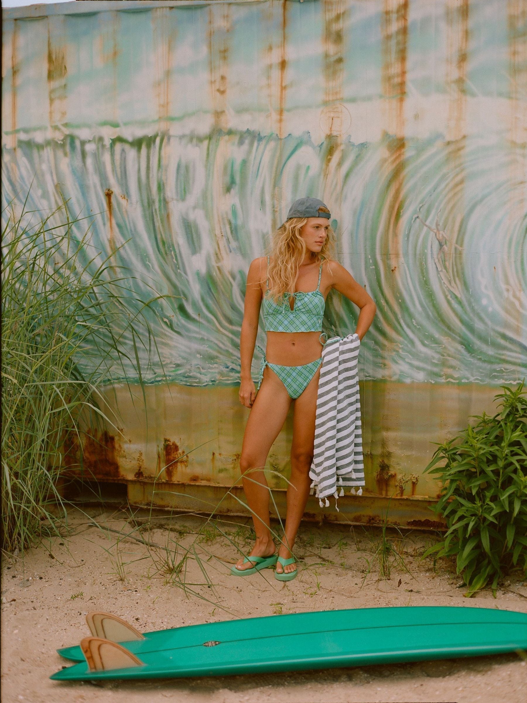 Buy Roxy Green Plaid Check PT Essentials Tanga Bikini Bottom from