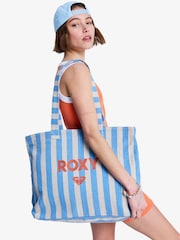 Roxy Blue Fairy Mist Stripe Logo Tote Bag - Image 1 of 7