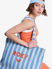 Roxy Blue Fairy Mist Stripe Logo Tote Bag - Image 2 of 7