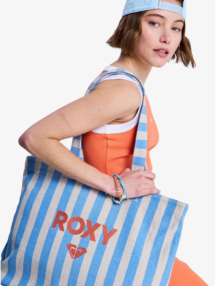 Roxy Blue Fairy Mist Stripe Logo Tote Bag - Image 2 of 7