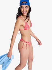 Roxy Pink Paisley Beach Bandana Tiki Triangle Bikini Top - Image 2 of 6