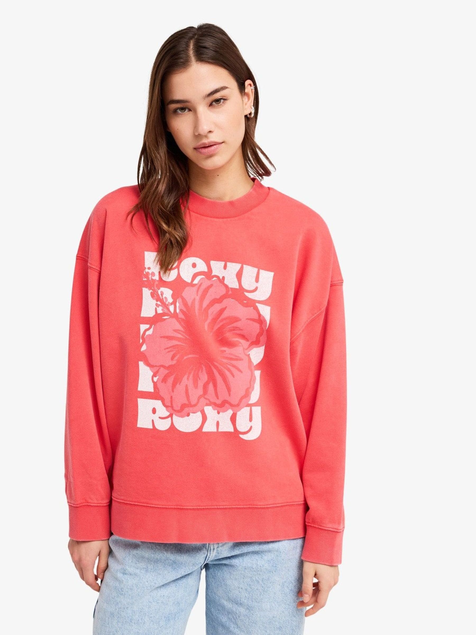 ♥ROXY様♥ Buy Roxy Pink Line Up Terry Floral Graphic Crewneck Sweatshirt