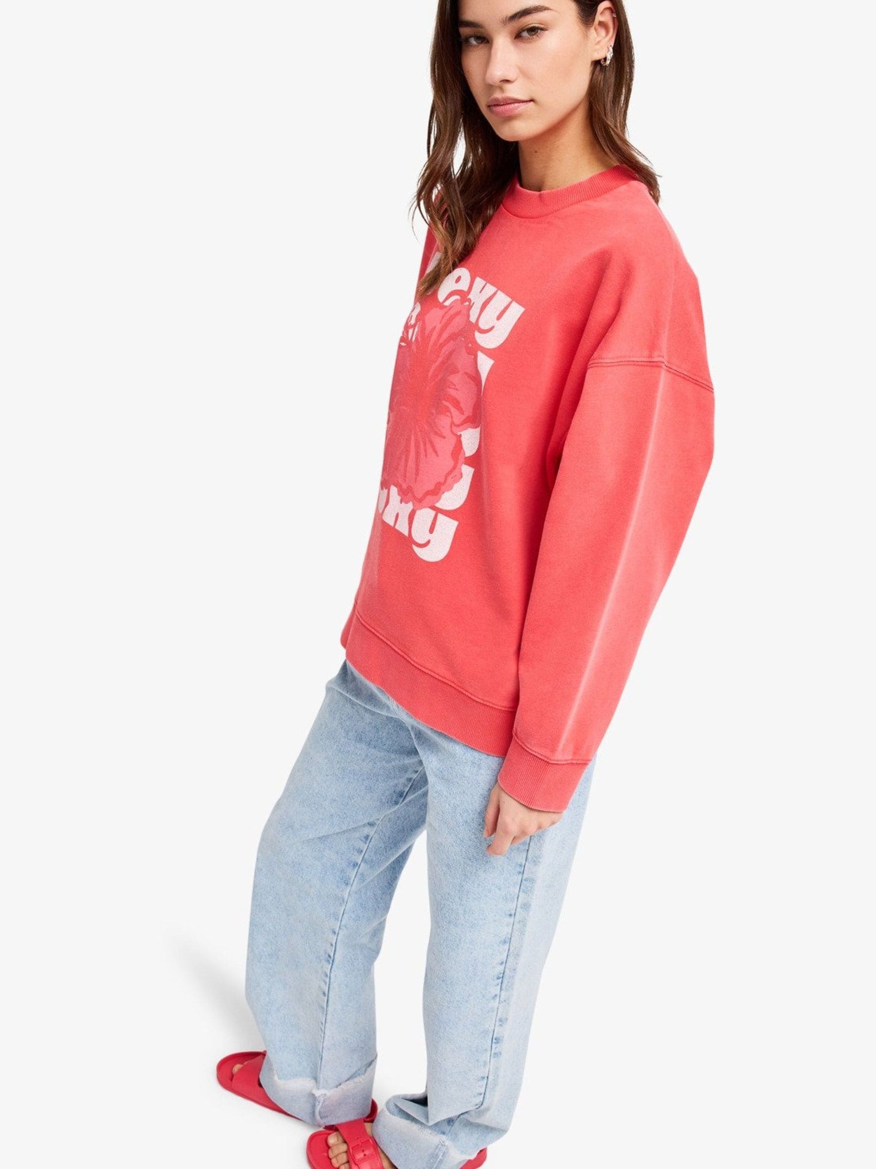 ♥ROXY様♥ Buy Roxy Pink Line Up Terry Floral Graphic Crewneck Sweatshirt