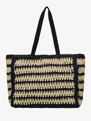 Roxy Black Into The Mystic Stripe Crochet Beach Tote Bag - Image 5 of 8