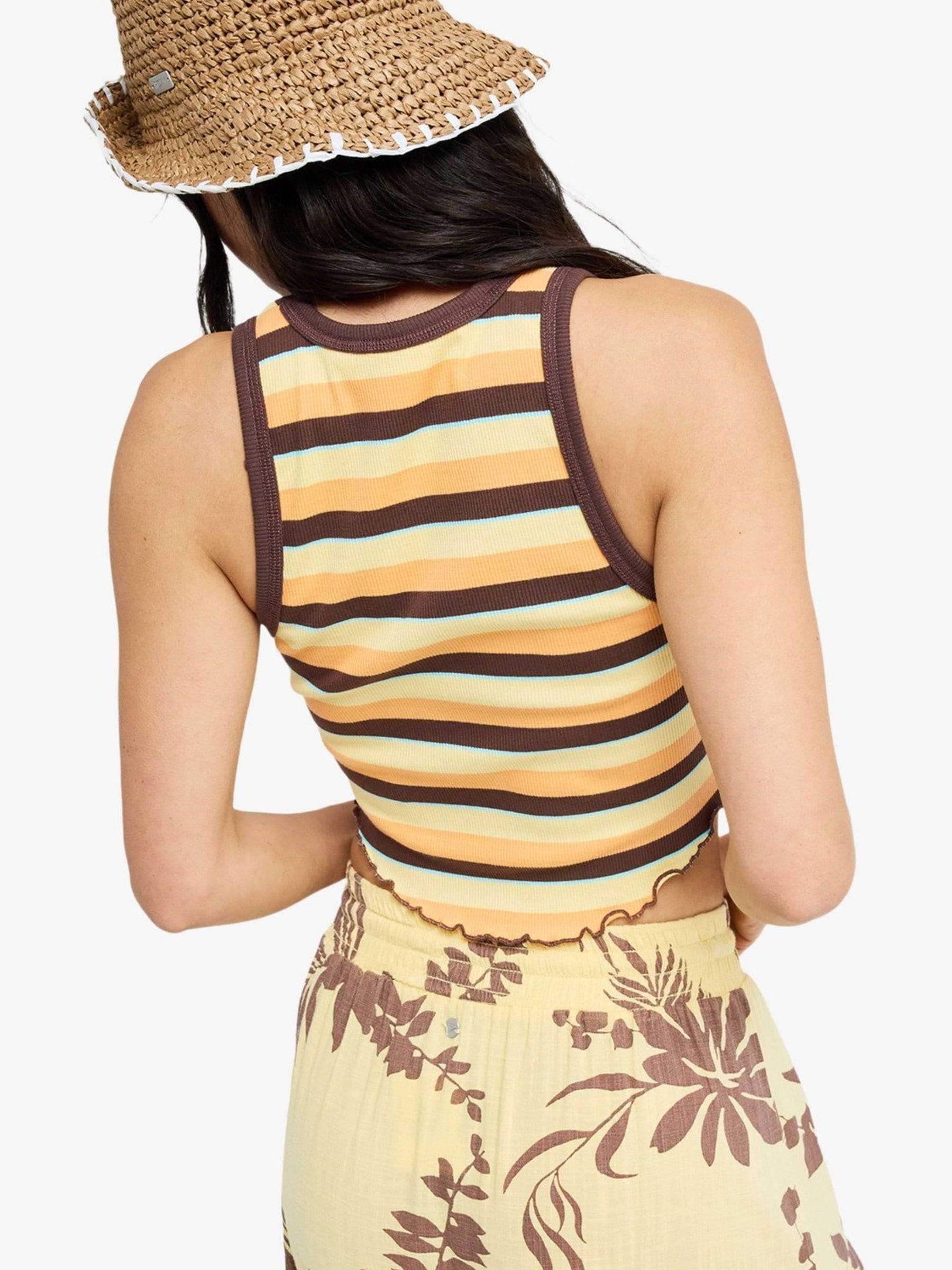 Buy Roxy Brown Sunslight Boost Stripe Logo Scoop Neck Tank Top
