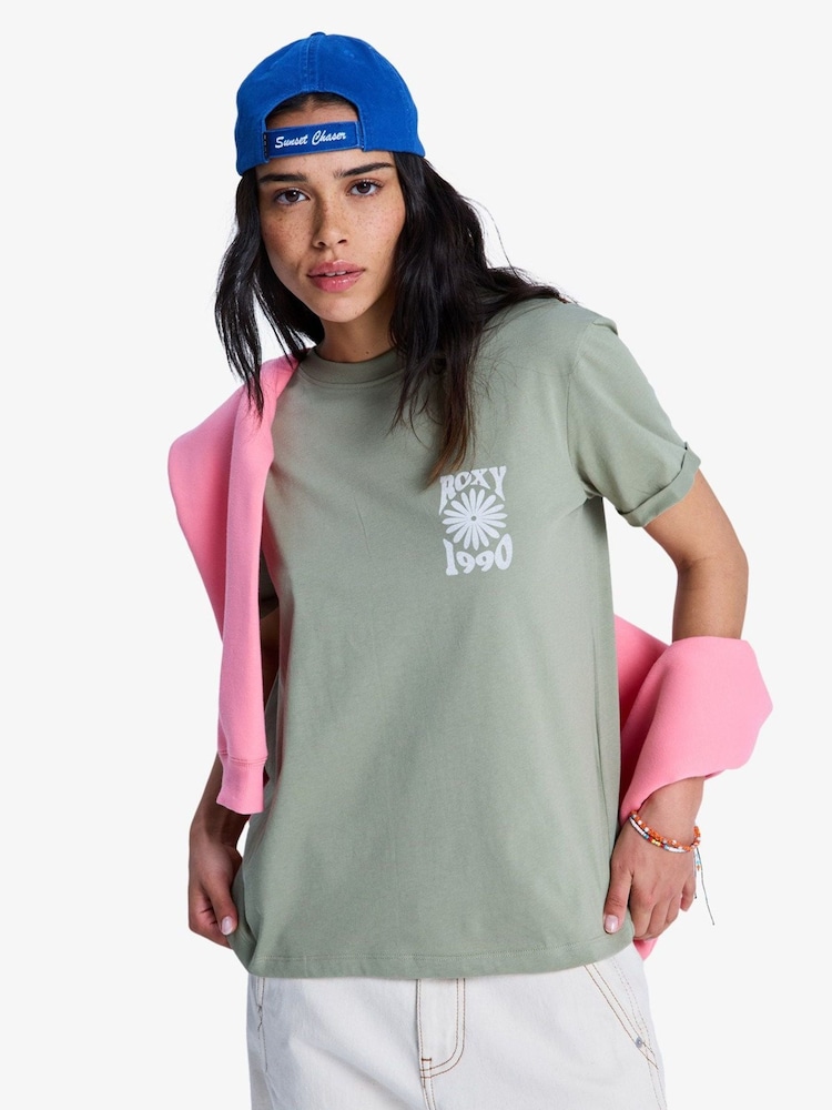 Roxy Green Oceanregular Backprint Graphic Logo T-Shirt - Image 2 of 5