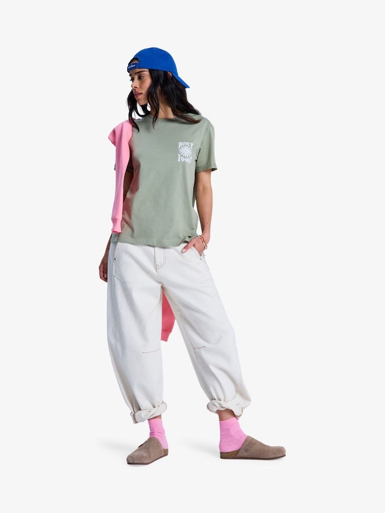 Roxy Green Oceanregular Backprint Graphic Logo T-Shirt - Image 5 of 5