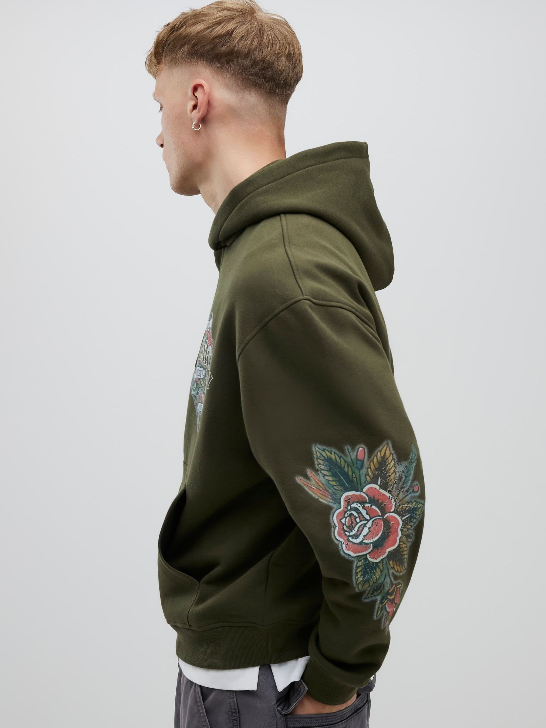 Buy River Island Green Oversized Japanese Kamakura Hoodie from the