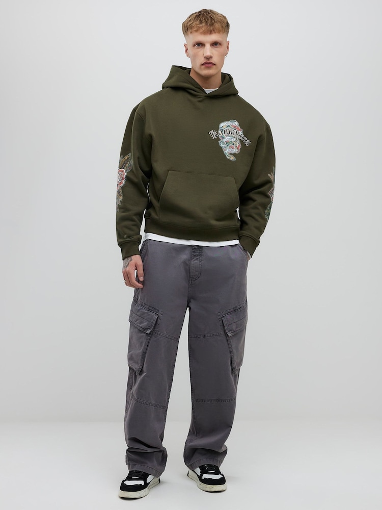 River Island Green Oversized Japanese Kamakura Hoodie - Image 4 of 4