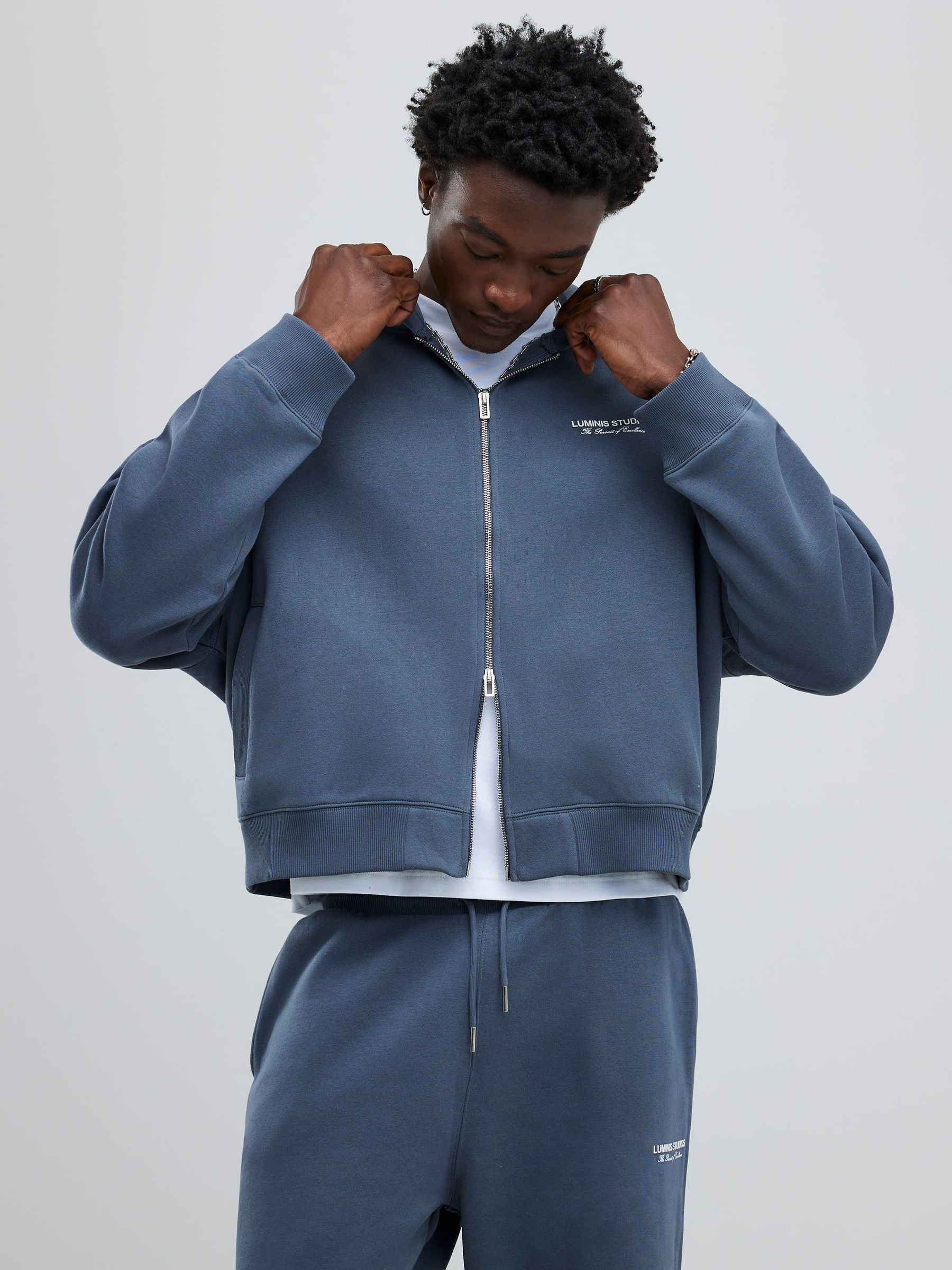 Buy River Island Grey Oversized Luminis Zip Through Hoodie from