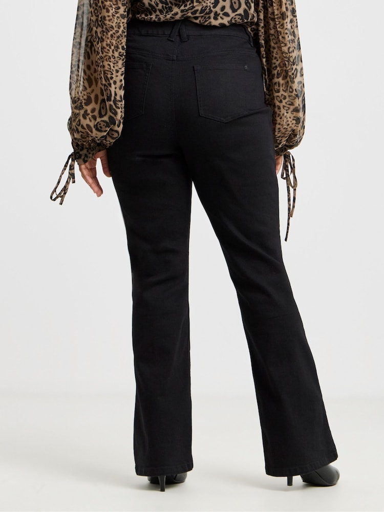 Simply Be Black Spot Print Shirred Chiffon Skater Dress - Image 2 of 4