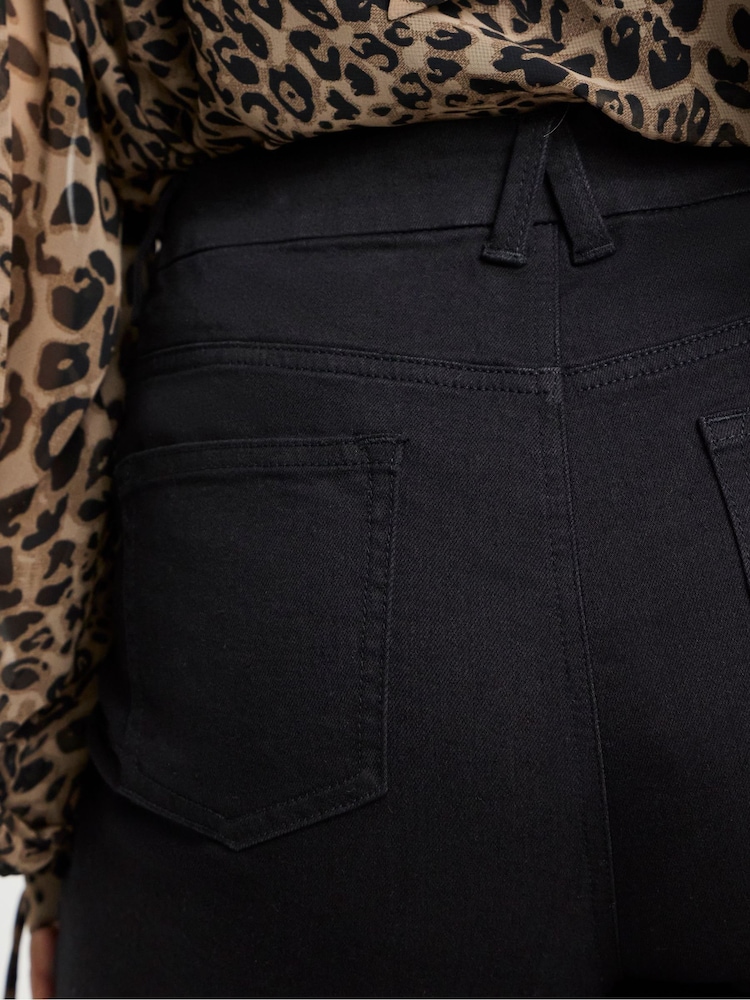 Simply Be Black Spot Print Shirred Chiffon Skater Dress - Image 4 of 4