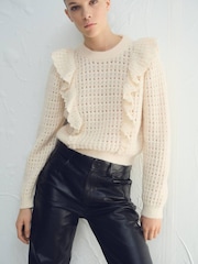 Mango White Frill Jumper - Image 1 of 6