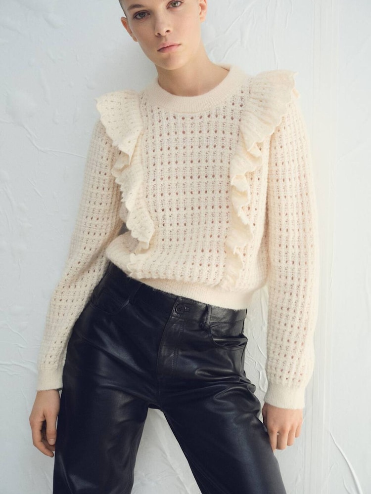 Mango White Frill Jumper - Image 1 of 6