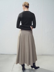 Mango Grey Belted Pleated Midi Skirt - Image 6 of 8