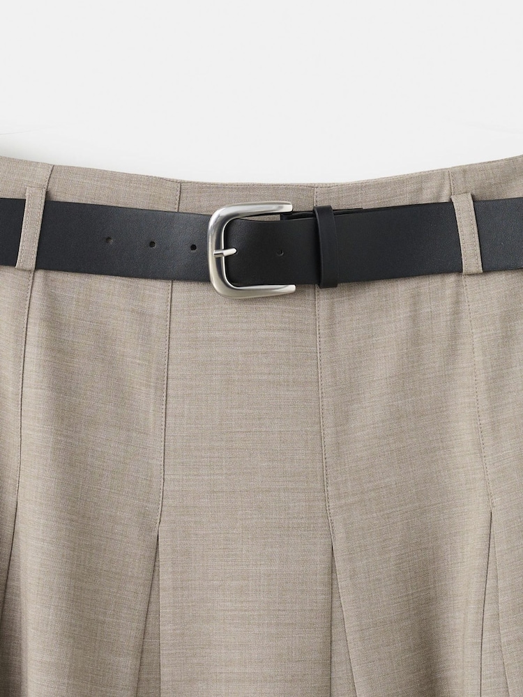 Mango Grey Belted Pleated Midi Skirt - Image 8 of 8
