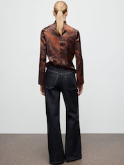 Mango Brown Paisley Print Flute Sleeve Jumper - Image 4 of 6