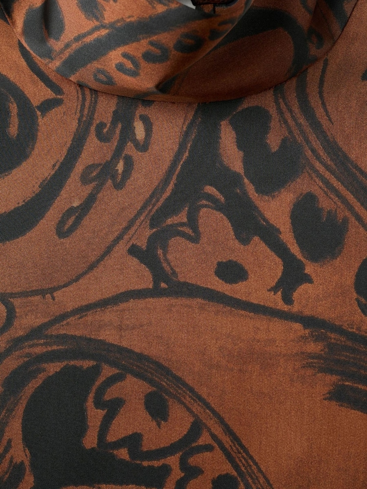 Mango Brown Paisley Print Flute Sleeve Jumper - Image 6 of 6