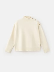 Mango White Button Shoulder Detail Jumper - Image 1 of 2
