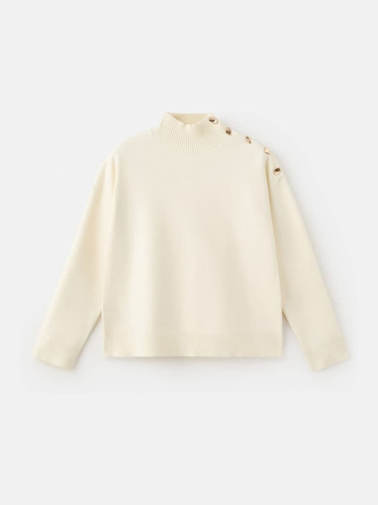 Mango White Button Shoulder Detail Jumper - Image 1 of 2