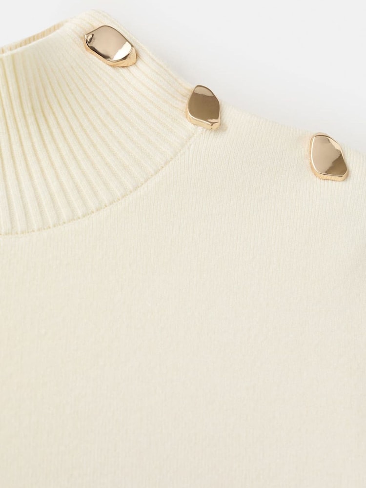 Mango White Button Shoulder Detail Jumper - Image 2 of 2