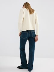 Mango White Button Shoulder Detail Jumper - Image 3 of 7