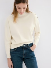Mango White Button Shoulder Detail Jumper - Image 4 of 7