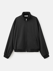 Mango Black Pinstipe Funnel Neck Jacket - Image 5 of 6