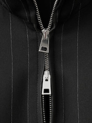 Mango Black Pinstipe Funnel Neck Jacket - Image 6 of 6