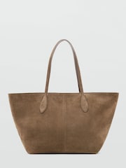 Mango Brown Suede Large Tote Bag - Image 1 of 3