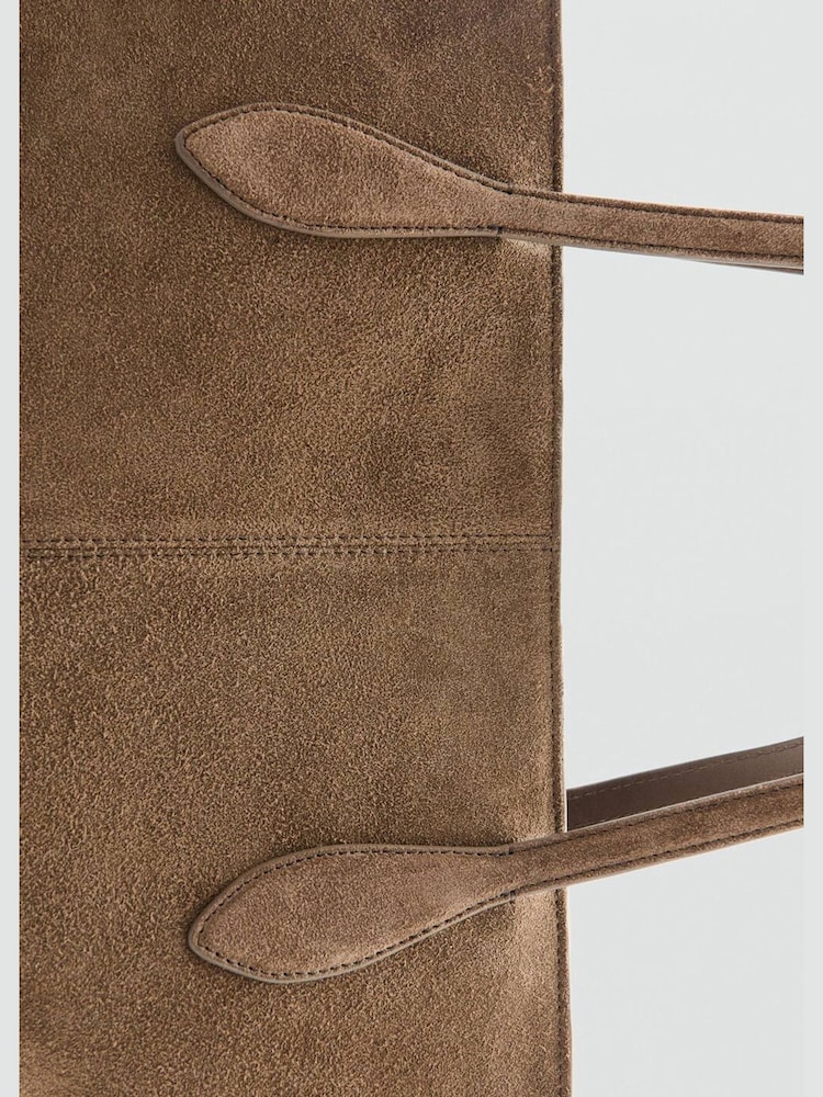 Mango Brown Suede Large Tote Bag - Image 4 of 4